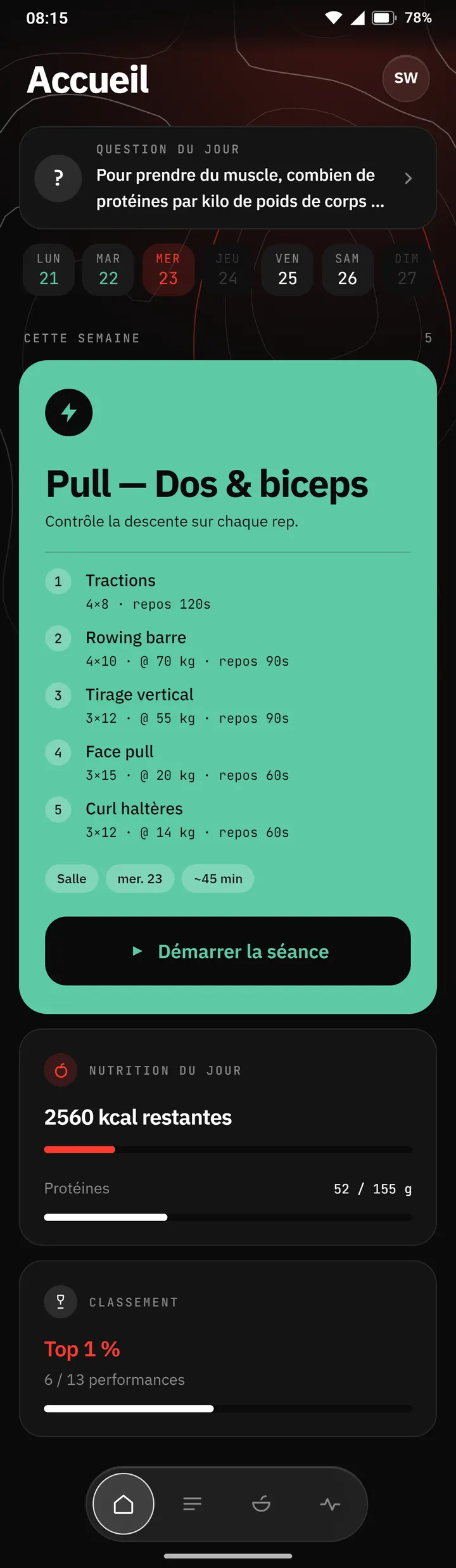 Écran d'accueil de MyProgram 4.3.3, 23 septembre 2026